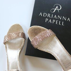 Adrianna Papell Evie Open Toe Wedge Dressy Sandal Metallic Beaded Size 38 / US 8